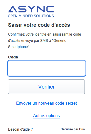 Page d'identifications DUO