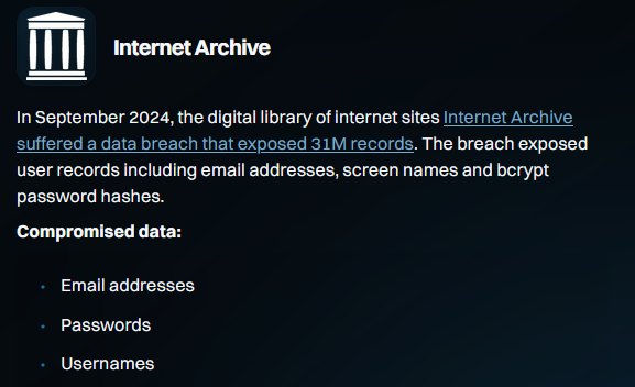 résultats pour une adresse email haveibeenpawned