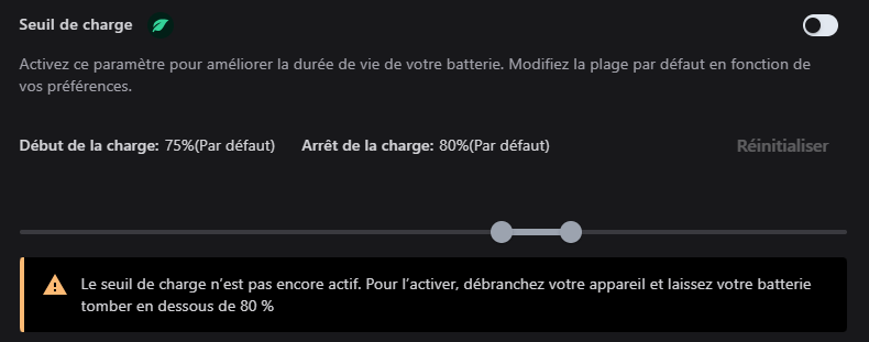Fonction de Lenovo Vantage pour préserver la batterie